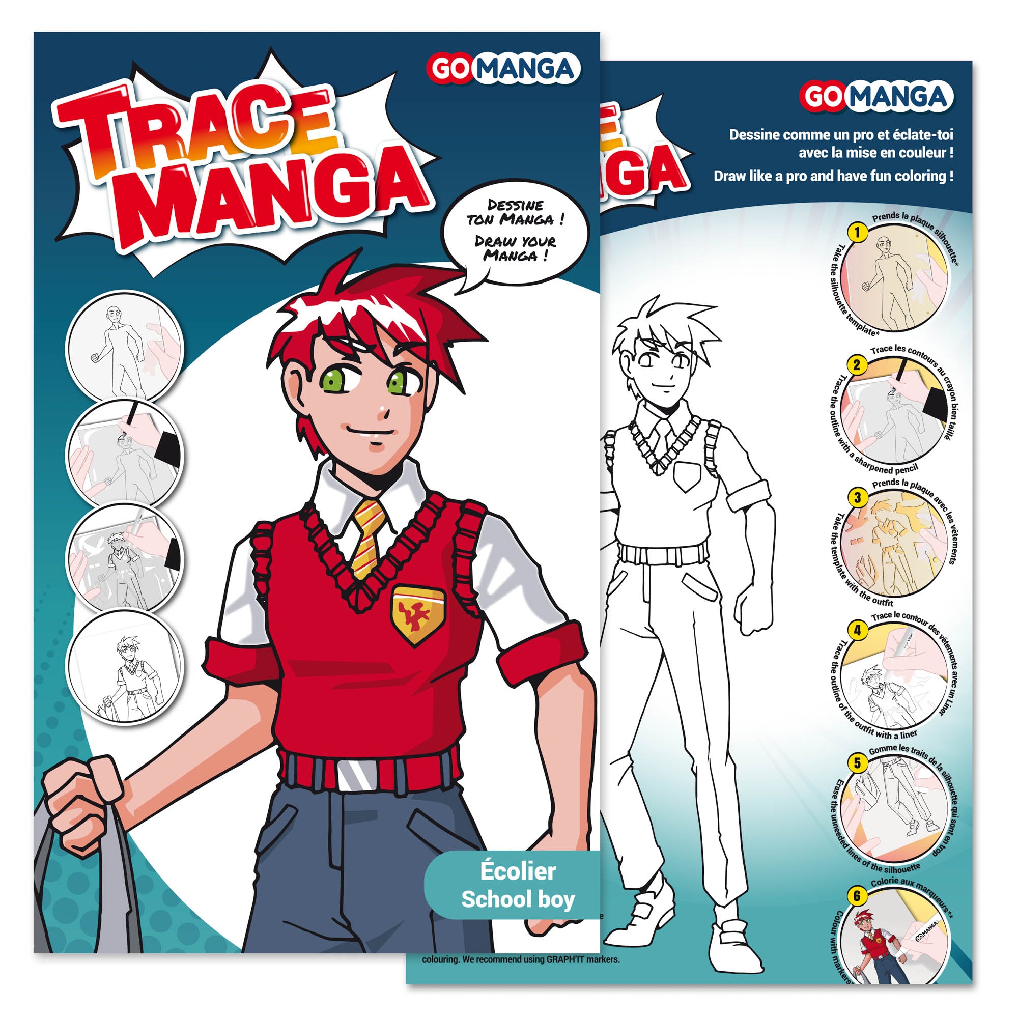Trace Manga Go Manga Drawing Kit - Schoolboy