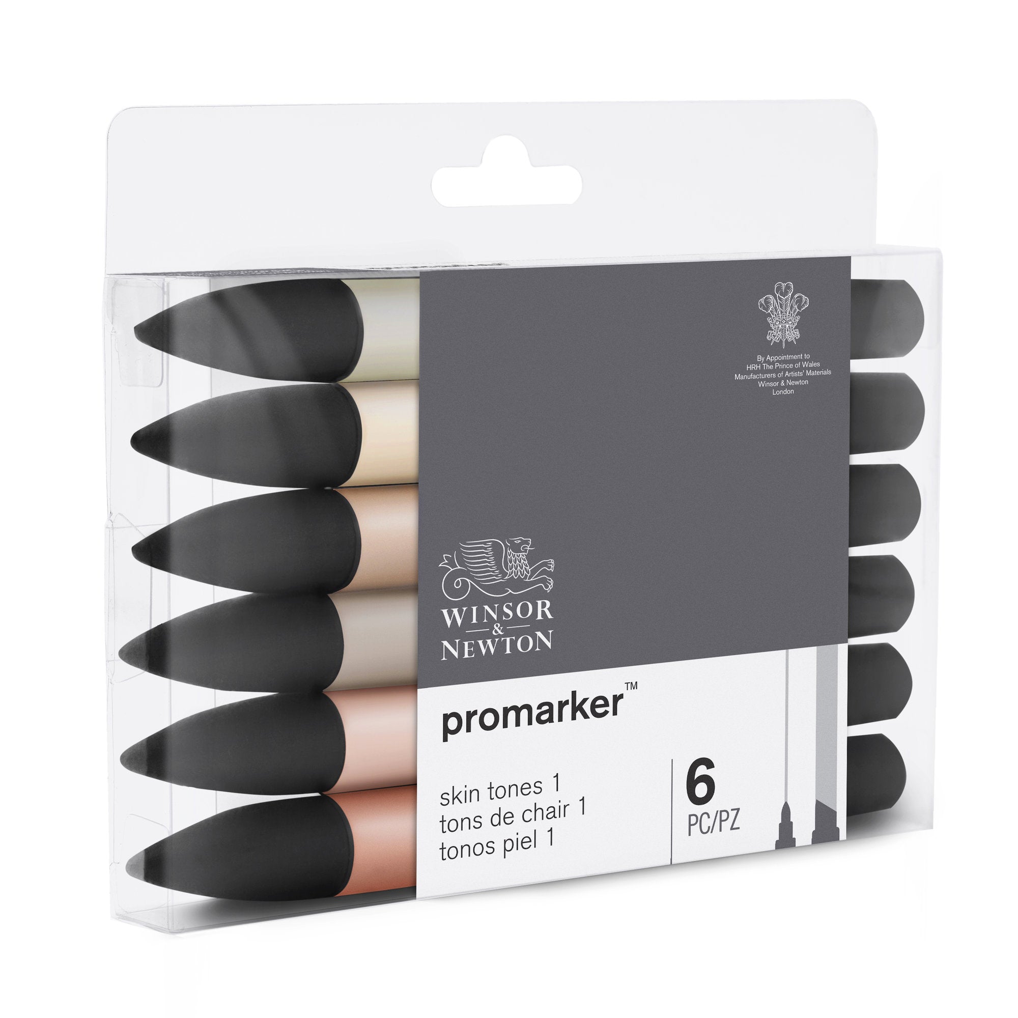 WINSOR & NEWTON 6 marqueurs double pointe PROMARKER. Tons chair 1