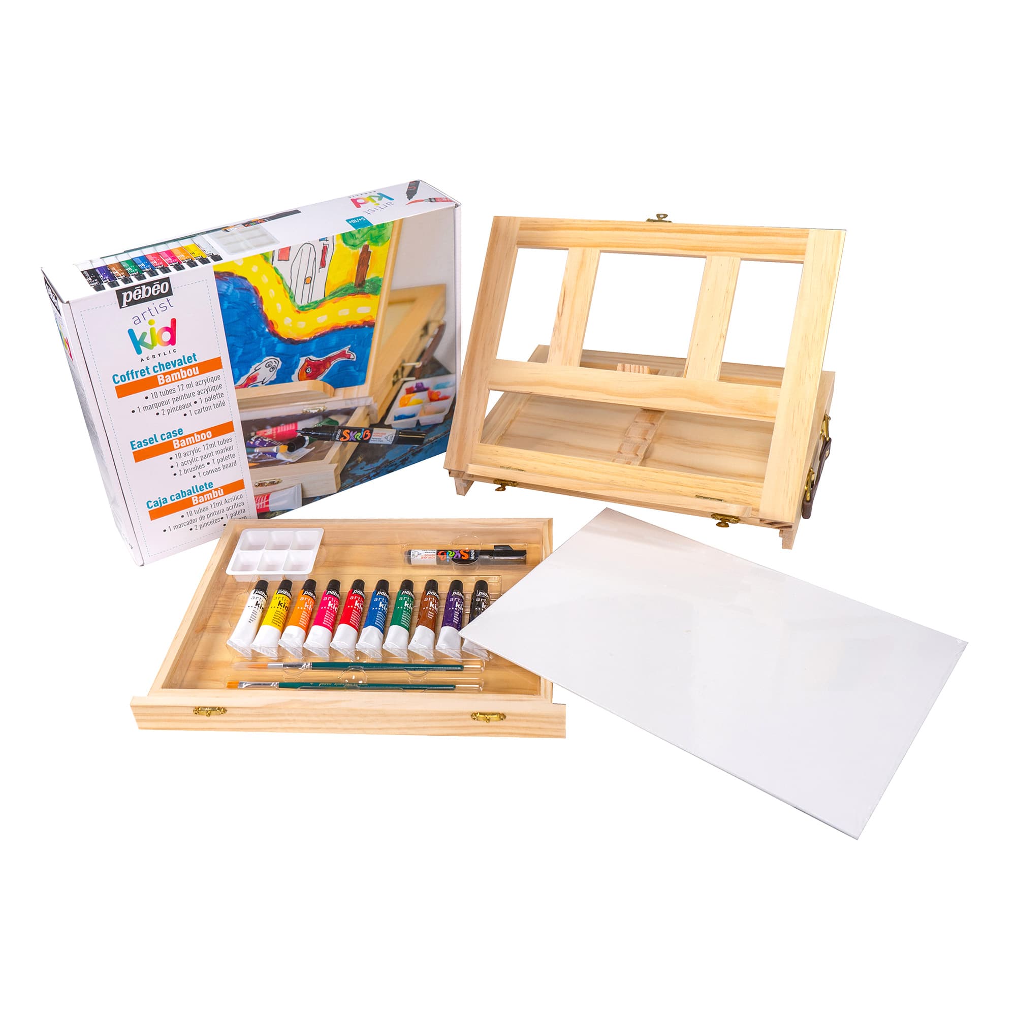 Set de dessin pour enfants, mallette de peinture en bois