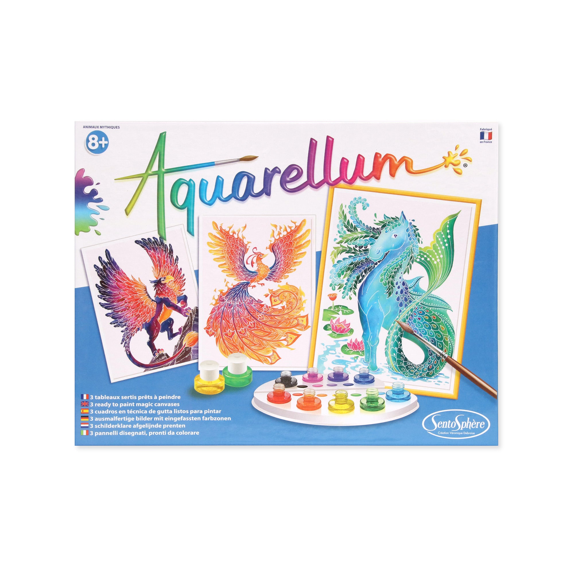  SentoSphère Aquarellum - Mythical Animals Watercolor Set with 3  Magic Canvases : Arts, Crafts & Sewing