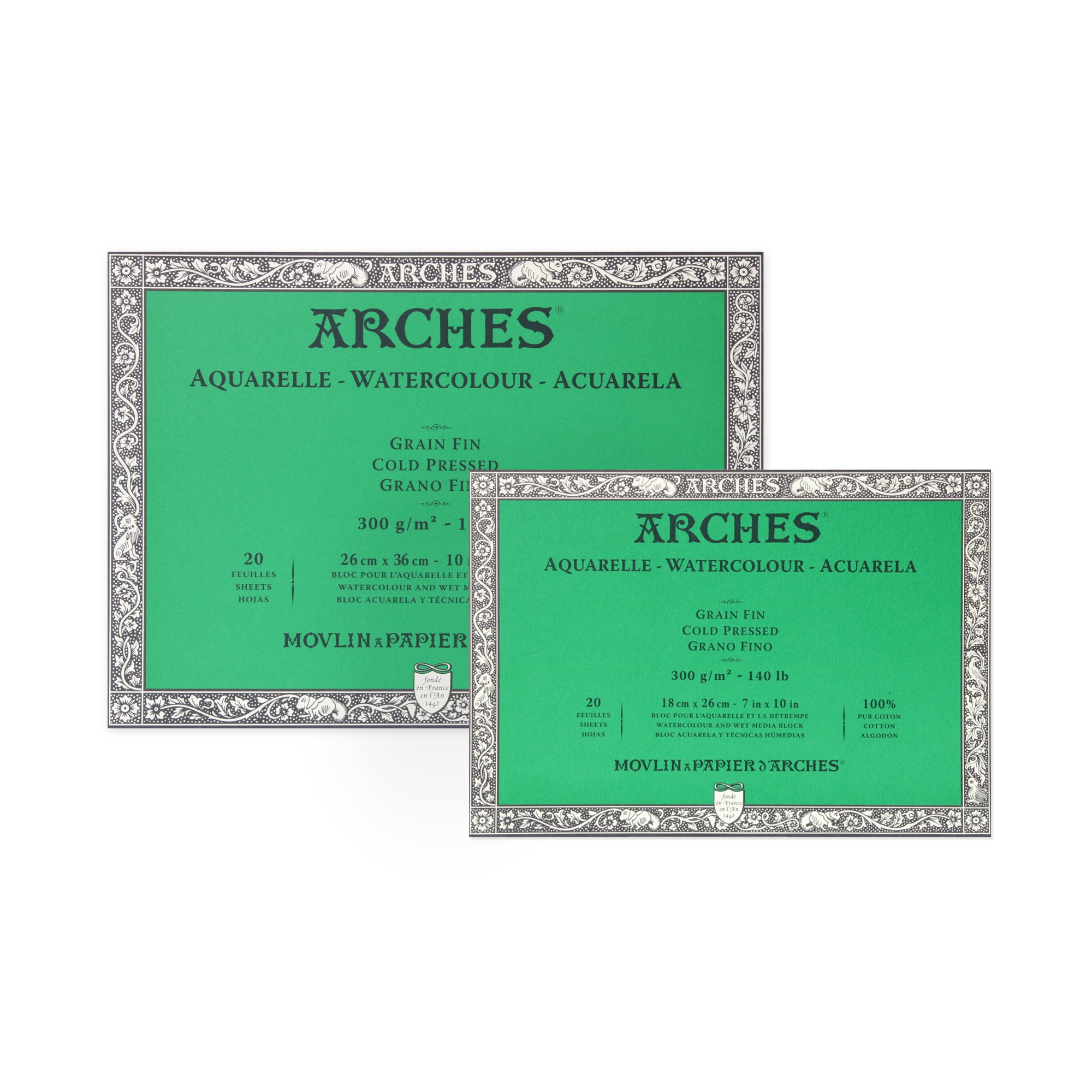 Bloc papier aquarelle Arches 140lbs/300g 9x12 HP Blanc naturel 20fls -  Coop Zone