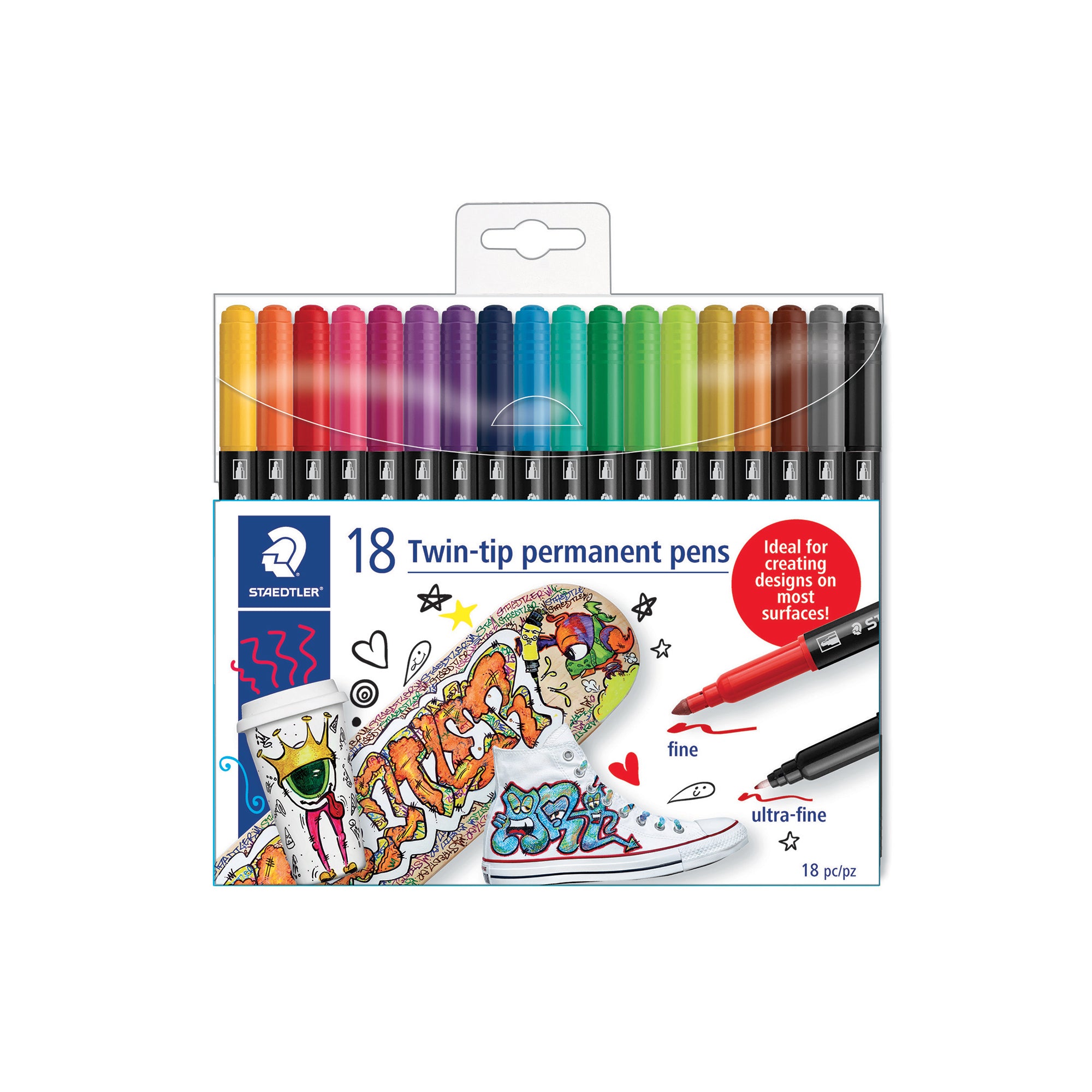 Boîte de 120 crayons feutre de couleur - double pointe - assortis