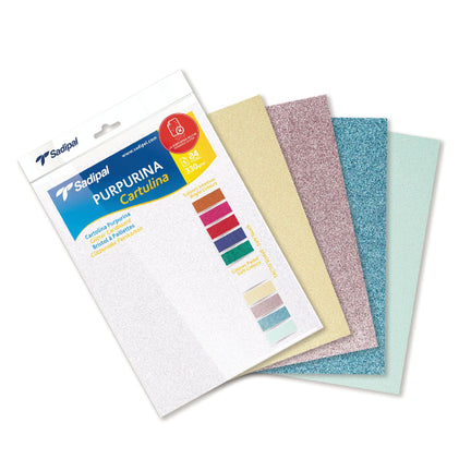 5-Pack Glitter Cardboard - Pastel Colours