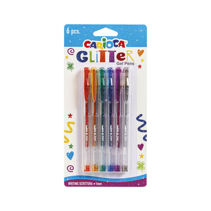 Ens. 6 stylos gel à paillettes