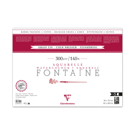 3-Sheet Fontaine Watercolour Paper Pack - Cold Pressed