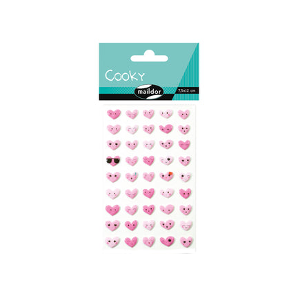 3D Cooky Stickers - Emoji Hearts