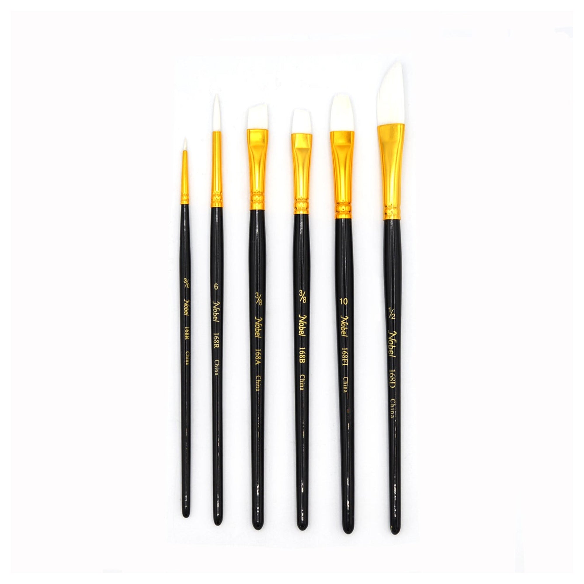 Assorted synthetic brushes set of 6