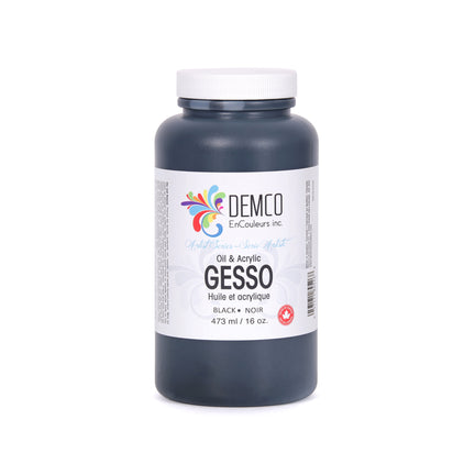 2 Pack White and Black Gesso for Acrylic Painting with 4 Paint Brushes  (250ml Per Bottle, 3 x 4 In)