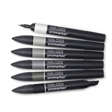 6-Piece Double-Tip Promarker Marker Set in Neutral Colors - Bullet and